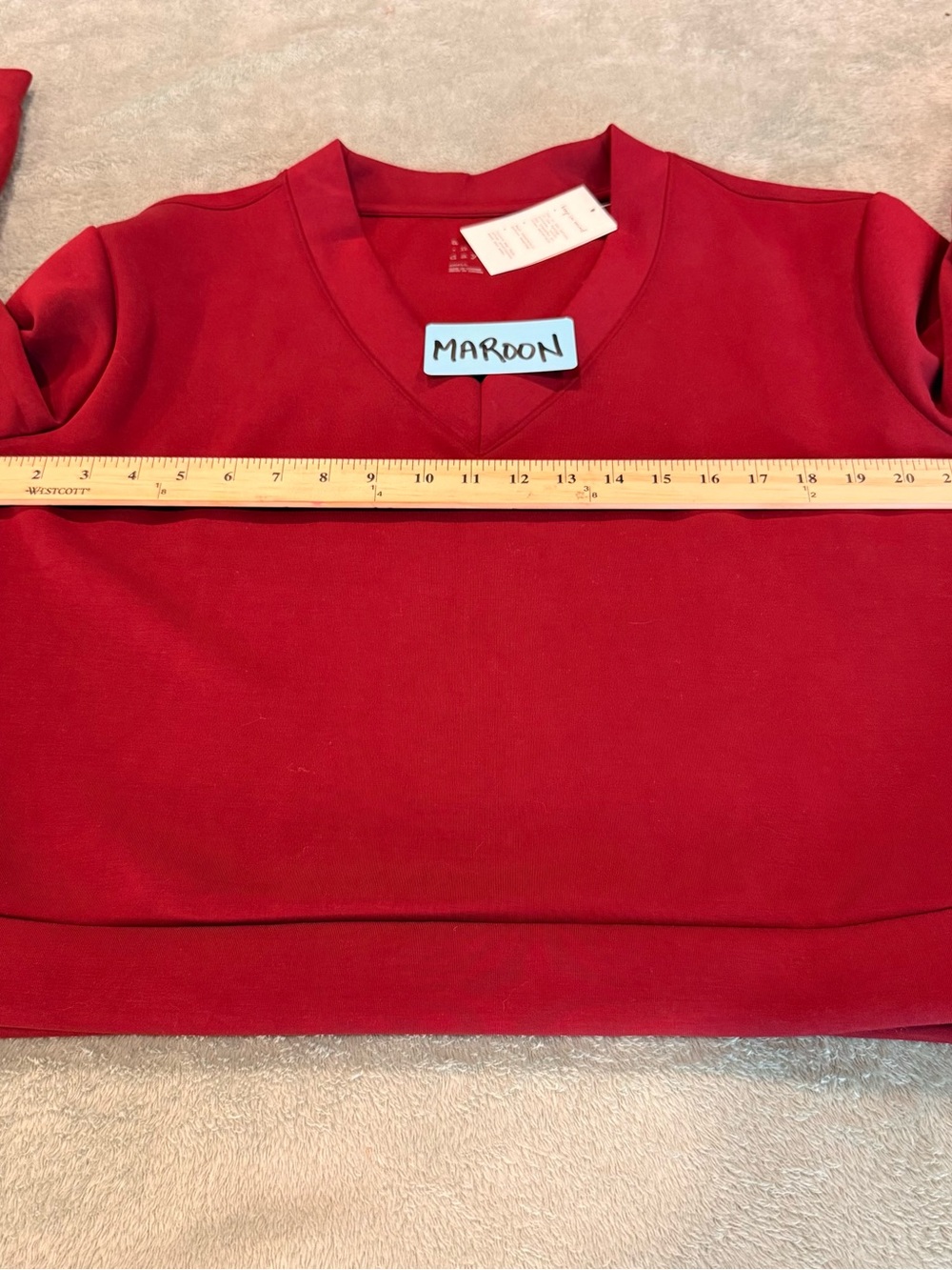 A New Day Womens Small Maroon V Neck Pullover Sweatshirt NWT Relaxed Fit - Picture 8 of 12
